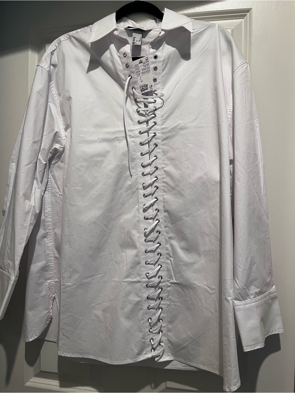 H&M White Lace-Up Corset Top with Silver Grommets - Picture 3 of 6